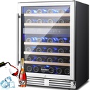 BODEGA 24 Inch Wine Cooler Refrigerator, 46 Bottle Dual Zone Wine Fridge with Double-Layer Tempered Glass Door,wine refrigerator with Temperature Memory Function, Built-in or Freestanding wine cooler.