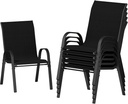 UDPATIO Patio Chairs Set of 6, Stackable Outdoor Dining Chairs with High Back, Breathable Textilene Fabric Outdoor Chair All Weather, 350LBS Capacity for Garden, Backyard (Black)