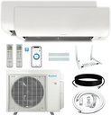 Daikin 24,000 BTU (15K + 15K) 21SEER2 Dual Zone Mini Split Air Conditioner Heat Pump R-32 System with Maxwell 15 ft. Installation Kit and Wall Mounting Bracket