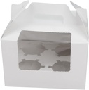 Cabilock 10pcs Cupcake Boxes Inserts Windowed Paper Carriers for Cupcakes Easy to Carry