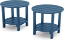 YEFU Adirondack Side Table, 18" Double Outdoor Side Table Set of 2, Poly Lumber end Table, Weather Resistant for Indoor, Patio, Pool, Porch, Backyard-Navy Blue