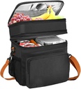 Lunch Box,18L Insulated Lunch Bags Expandable Double Cooler Shoulder Bag for Men Women Lightweight Leakproof Soft Tote Cooler Bags Fit for Work Picnic Outdoor, Black