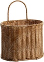 Basket Woven Artificial Wicker Hanging Basket Woven Seagrass Wall Storage Basket Decorative Farmhouse Mounted Organizer for Flowers Essentials Bathroom Kitchen Wicker Wall Baskets