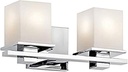 Kichler Tully 15" Vanity Light in Chrome, 2-Light Modern Bathroom Light with Satin Etched Cased Opal Glass, (15" W x 6.5" H), 45150CH