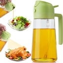 Olive Oil Dispenser, 2 in 1 Oil Sprayer for Cooking, Glass Oil Spray Bottle with Pourer, Food-grade Oil Dispenser and Oil Sprayer for Kitchen, Salad, Frying, BBQ (green), M