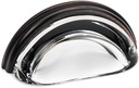 Cosmas 5 Pack 6585ORB-C Oil Rubbed Bronze with Clear Glass Cabinet Cup Pull - 3" Inch (76mm) Hole Centers