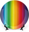 XISUNYA 8 Inch Decorative Plate, Rainbow Dinner Plate, Rainbow Vertical Lines Spectrum of Colors Abstract Art Print Ornament Display Plate Decor Accessory for Dining, Parties, Wedding, Multicolor