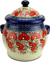 Polish Pottery Market 6 Quart Large Cookie Jar/Canister by Zaklady Boleslawiec signed by Lidia Kulka