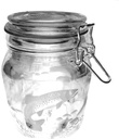 Hand Etched Glass Jar Airtight Canister Sandblasted (Sand Carved) Handmade Engraved Locking Wire Clamp Lid (38 Ounce, Rainbow Trout Fish Forest)
