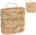 YOUEON Large Woven Hanging Storage Basket, 12x5x14 Inch Natural Water Hyacinth Wall Basket with Sturdy Iron Frame, Handwoven Front Door Flower Baksets for Home Garden, Boho Decor