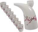 1set Traditional Ceramic Wine Pot with Sake Kettle and Cups Vintage Design for Wine Tea Hot Drinks Present Occasion