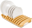 Dicunoy Bamboo Dish Rack, 10 Slots Wood Plates Stand Organizer for Cabinet, Vertical Dishes Holder for Pot Lids, Cutting Board, Kitchen, Sink, Countertop Storage and Organization