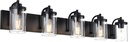 TODOLUZ 5-Lights 40 Inches Length Black Bathroom Wall Lighting Fixtures Over Mirror, Farmhouse Wall Sconce Light for Bedroom Hallway Kitchen with Clear Glass Shade