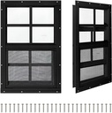 COLORPAPA 2 Pack Shed Windows,24" x 27" Small Sliding Windows,Flush Mount Windows with Tempered Glass and Fiberglass Screen for Shed, Chicken Coop, Playhouse, Household, Garage, Barns (Black)