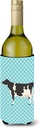 Caroline's Treasures BB7996LITERK Holstein Cow Blue Check Wine Bottle Hugger Bottle Cooler Sleeve Hugger Machine Washable Collapsible Insulator Beverage Insulated Holder