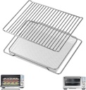 Air Fryer Rack and Basket Replacement for Breville Oven BOV900BSS, 16.5''x 11.8''&16.5''×12.2'', Air Fryer Grill Set Stainless Steel Basket Wire Rack Accessories Parts, Dishwasher Safe