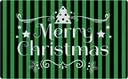 Black and Green Striped Christmas Door Mat, Merry Christmas Vacation Doormat Indoor Outdoor Entrance, Xmas Tree Winter Holiday Welcome Mats for Front Door Porch Outside Entryway, 17x30 Inch