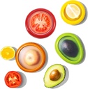 Avocado Saver and Tomato Holder, Set of 4 Silicone Fruit Storage Box Reusable Storage Containers for Fridge - Ideal for Garlic, Onions, Lemons, and Potatoes