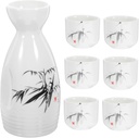 Ciieeo Traditional Japanese Sake Set Porcelain Sake Glasses Flask Ceramic Saki Pot 7-piece Set