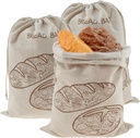 3 Pcs Bread Bags with Drawstring and TPU Lining Reusable Storage Linen Sourdough Bread Bags Portable Sourdough Storage Bag for Homemade