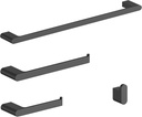 4-Piece Bathroom Hardware Set, 23.6" Wall Mounted 304 Stainless Steel Towel Bar Set, Matte Black