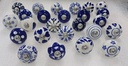 Cabinet Knobs and Pulls - Indian Vintage Pottery Ceramic Kitchen Cupboard Drawer Handle Interior Decor Furniture Hardware (Blue, Pack of 12)