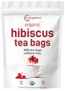 Organic Hibiscus Tea Bags, 200 Count | Premium Source from Hibiscus Flowers | Caffeine Free Herbal Tea | Eco-Friendly Hemp Paper Tea Bags | Non-GMO, No Sugar