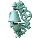 Vintage Green Door Knocker Bell - Heavy Duty Cast Iron Outdoor Wall Hanging Jingle Doorbell for Corridors - Easy to Install Decorative Home Accessory