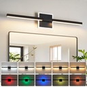 Bathroom Vanity Light Fixtures Over Mirror, Modern 5CCT Adjustable Led Vanity Lights Fixture with RGB Ambiance Lighting, 24 Inch Black Bar Bathroom Sconce Picture Lights for Wall
