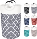 Large Laundry Basket Laundry Hamper Bag Washing Bin Clothes Bag Collapsible Tall with Handles Waterproof Travel Bathroom College Essentials Storage for College Dorm, Family (Grey) 82L