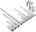 SK 20 Piece Socket Extension Set, 1/4", 3/8" and 1/2" Drive Extension Bar, Swivel Universal Joints and Adapters, SuperKrome Finish, Premium CR-V Construction