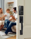 Fingerprint Door Lock with 2 Lever Handles - Keyless Entry Door Lock, Electronic Keypad Deadbolt & Front Door Lock Handle Sets, Auto Lock, Easy Installation, Matte Black