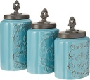 American Atelier Blue Antique Set of 3 Canisters