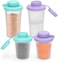 Sophico Small Salt and Pepper Shakers Set with Moisture Proof Sinlicone Lids, 4.5oz Mini Spice Shaker to go for Camping Travel Picnic Lunch Boxes (purple & blue, Medium & Large)