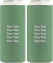 Custom Party Supplies Any Text Custom Coolie 2-Pack Personalized Ultra Slim Can Thermocoolers Sage