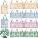 24 Pcs Christian Gift Bible Tote Bags for Women Religious Gift Small Bags Bulk 4 Colors Floral Christian Canvas Tote Religious Reusable Bible Verse Book