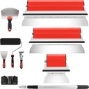 DEKEones Drywall Skimming Tools Set with 10”24”32” Skimming Blades, a Paint Roller, a Extension Pole and 3 Kinds of Putty Knife Tools for Smoothing Wall and Ceiling