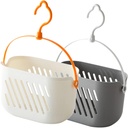 2Pcs Wall Hanging Basket Kitchen Organizer for Fruits and Vegetables Space Saving Hanging Storage Basket in White and Gray for Kitchen and Bathroom Use