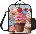 Cupcakes And Ice Cream Lunch Bag Insulated Thermal Food Carrier Insulated Casserole Carrier for Hot Or Cold Food,Insulated Tote Bag for Potluck Cookouts Parties Picnic
