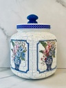 direfly Floral Chinoiserie Cookie Jar - French Country Farmhouse Canister | Elegant Ceramic Storage for Coffee, Tea, Nuts & Dry Food (Vintage Kitchen Decor)