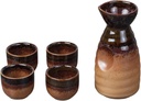 5 Pieces Creative Ceramics,Japanese Traditional Retro Ceramics Sake Cup Set with 1 Sake Pot and 4 Sake Cups,Best Gift for Family and Friends brown