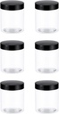 PATIKIL 8.5oz Plastic Jars with Lids,6 Pcs Refillable Empty Storage Jars Containers Mason Jars with Black Cap for Dry Food Cosmetic Peanut Butter Candy Home Kitchen Storage, Clear