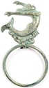 Handcrafted Nautical Decor Antique Seaworn Bronze Cast Iron Arching Mermaid Towel Holder 9" - Decorative C