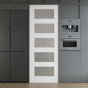 WINSTELLAR 28 x 80 5-Panel Prebuilt Interior Frosted Glass Door Slab, Paintable Interior Doors for Home, Bedroom, Pantry, Laundry Room as Prehung, Pocket, French, Barn Doors, White Door Panel