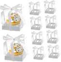 10pcs Cupcake Packaging Box Cake Box Cake Holder Case Pvc Material Suitable for Baking Wedding Candy Decorations