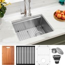 Undermount Kitchen Sink 23 inch,16 gauge Stainless Steel Workstation Sink,Deep and Large Single Bowl Kitchen Sinks Offset Drain (23" X 18")