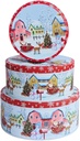 Pack of 3 Christmas Cookie Tins With Lids, Festive Holiday Cookie Tins for Treats & Gifts, Multipurpose Storage Container for Cookies, Snacks & More With Multicolor Christmas Wonderland Design