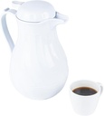 Restaurantware-Restpresso 64 Ounce Coffee Carafe, 1 Insulated Coffee Server - Push-Button Top, Swirl Design, White Plastic Pitcher, Built-In Handle, With Identification Tags