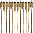 TIKI Bamboo Tiki Torches 12-Pack – Weather-Resistant Outdoor Décor with Easy-Pour Wide-Mouth Canister Refill for Patio, Garden, Backyard, and Parties, 57-Inch Citronella Torches