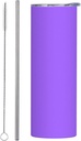 20ozSolid color light purple stainless steel straw lid cup, double-layer stainless steel, can be drunk directly or with a straw